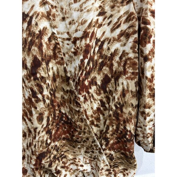 Counterparts Animal Print Wrap Style Blouse With 3/4 Sleeves Sz Small - Picture 4 of 11